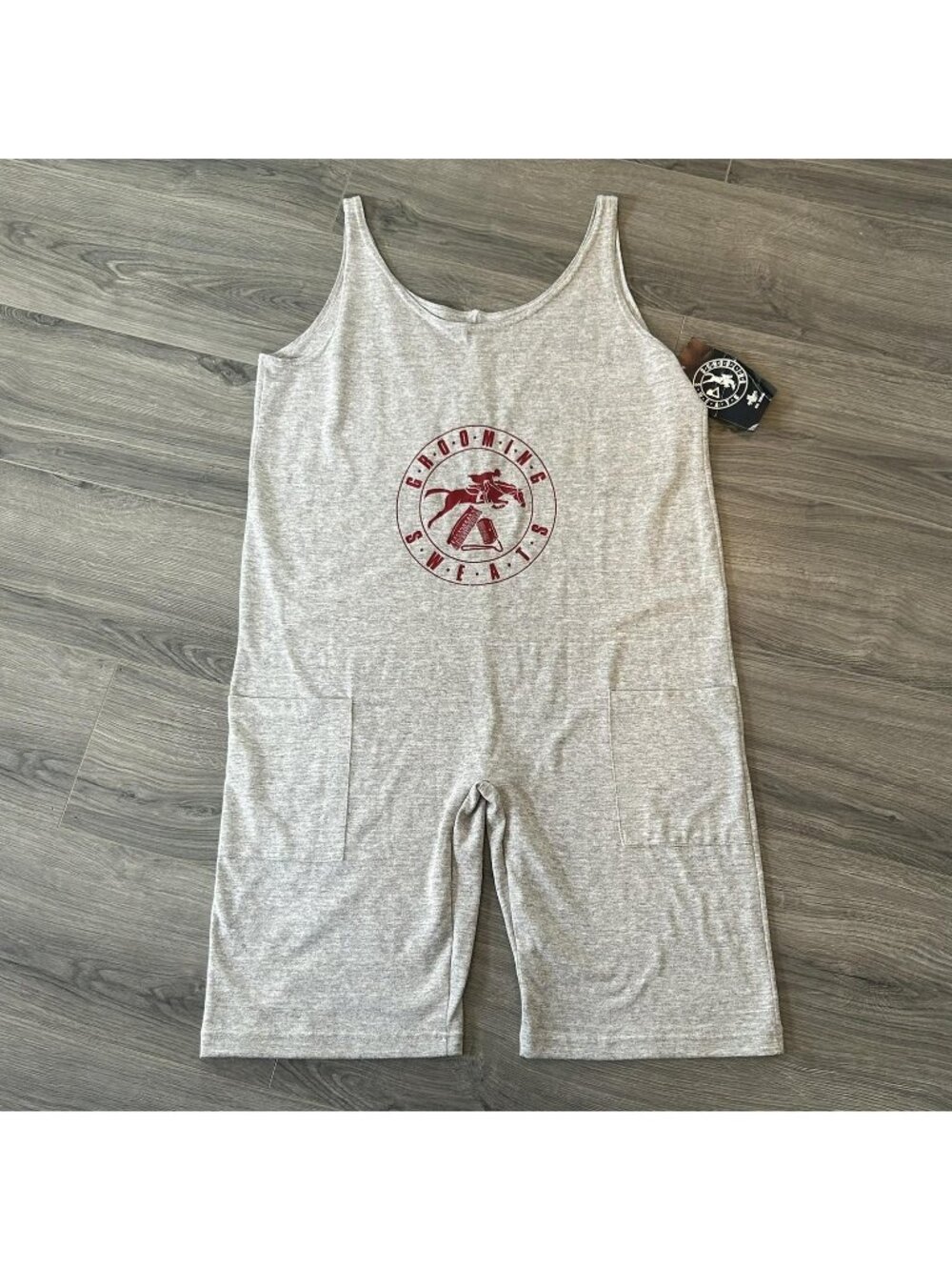 Miller's Jumpsuit Womens L/XL Gray Grooming Sweat Equestrian Lounge Romper Horse